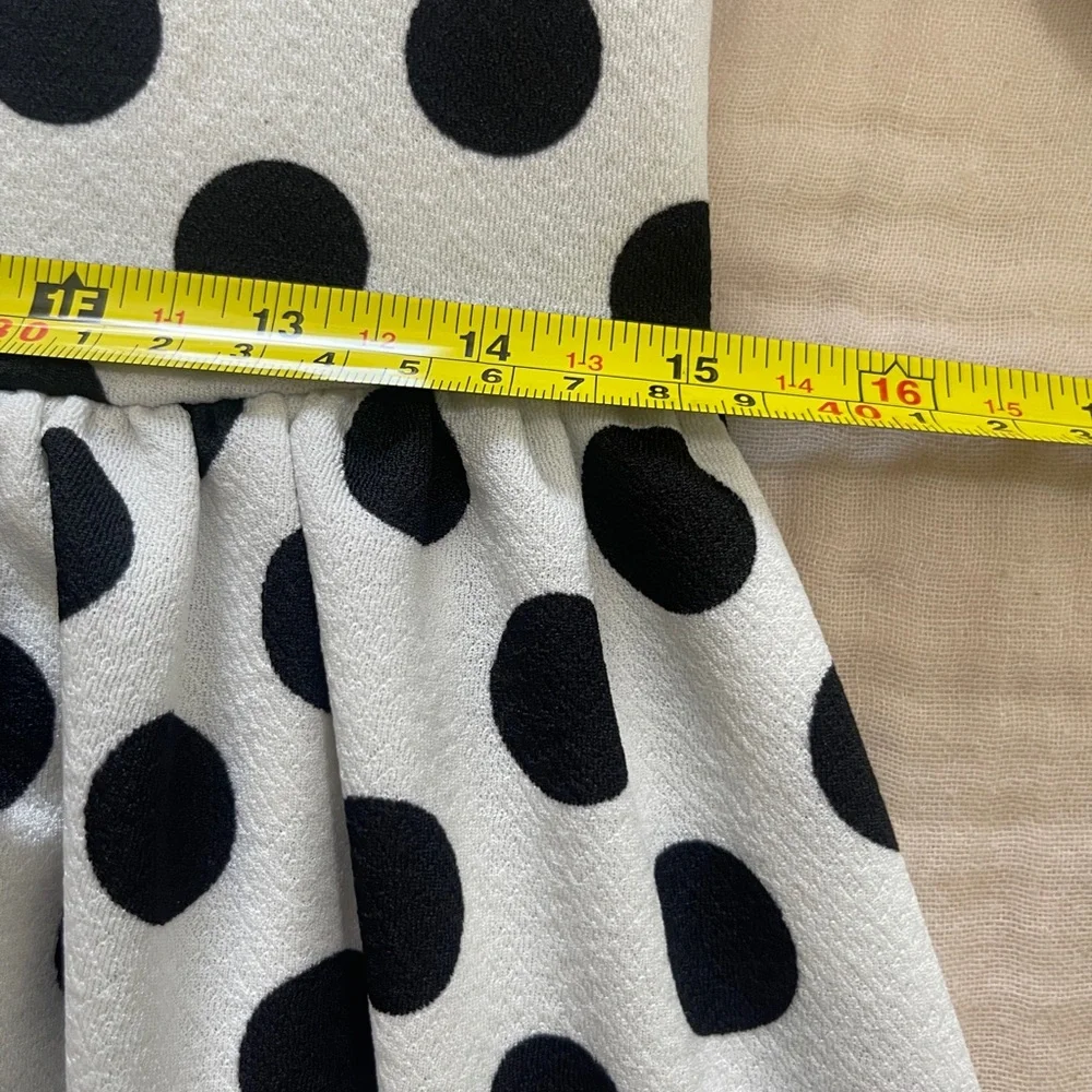 H&M Womens Dress Size XS White and Black Polkadots Ruffled Fit & Flare - Picture 10 of 11